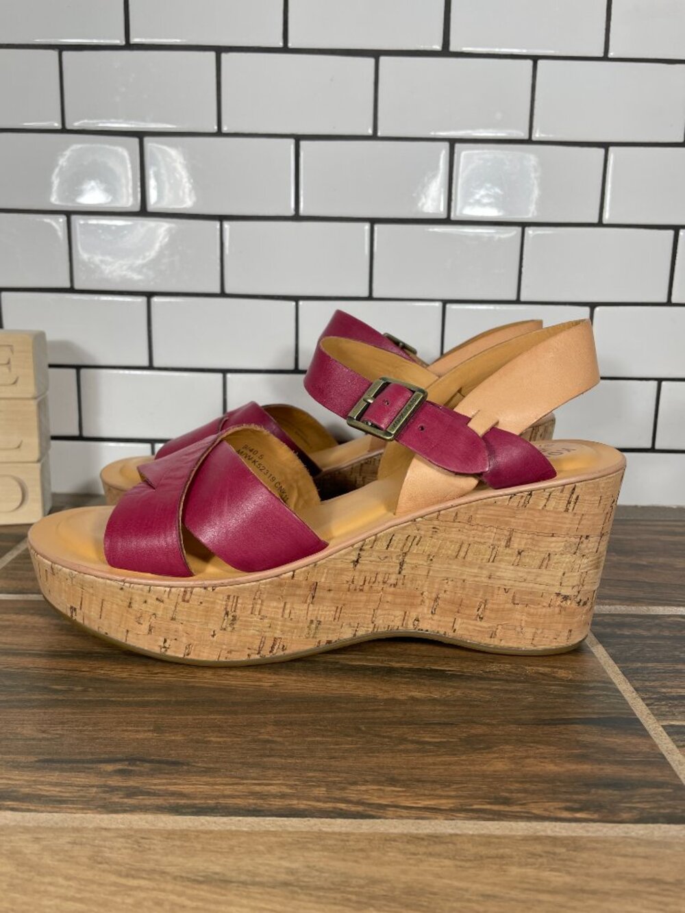 Kork Ease Ava Shoes Womens Size 9 Red Leather Platform Wedge Strappy Sandals